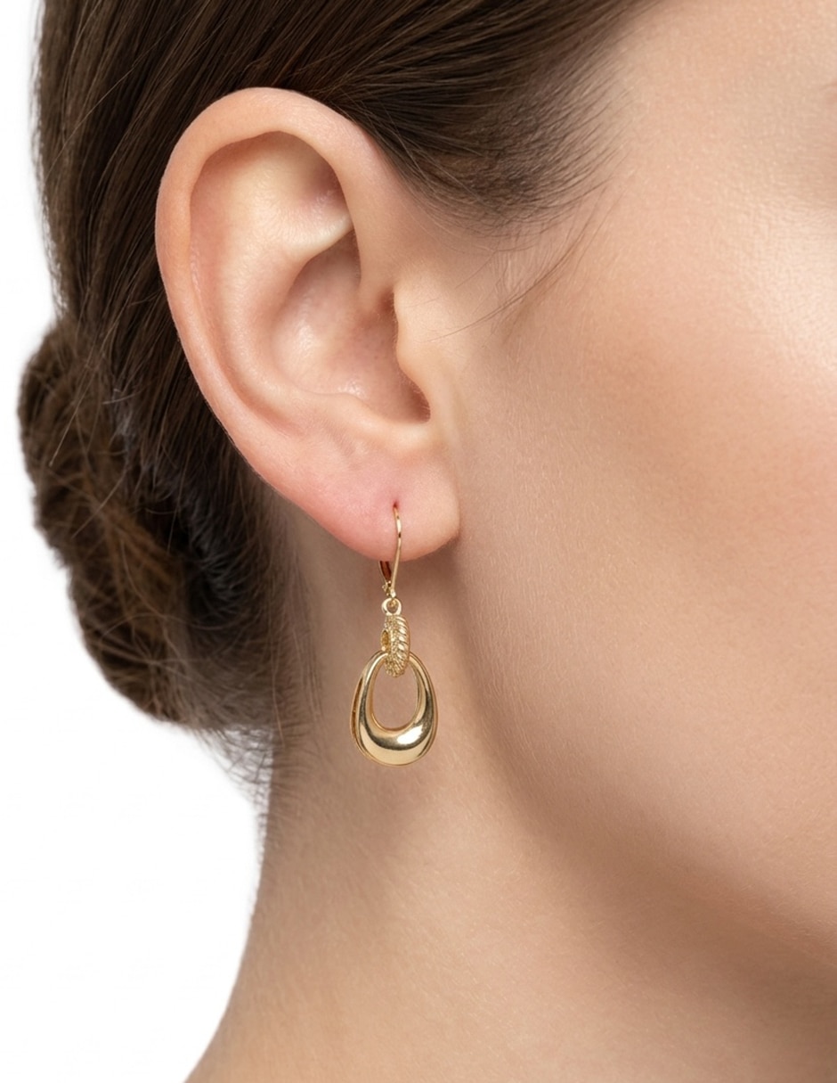 Aretes largos de gota golden links con acabado brillante