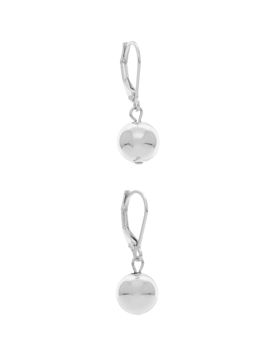 Aretes Largos De Esfera Con Acabado Pulido 2