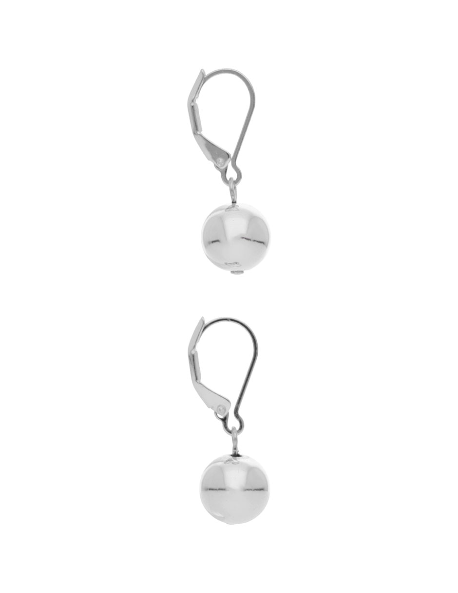 Aretes Largos De Esfera Con Acabado Pulido 3