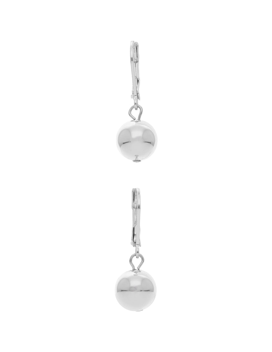 Aretes Largos De Esfera Con Acabado Pulido