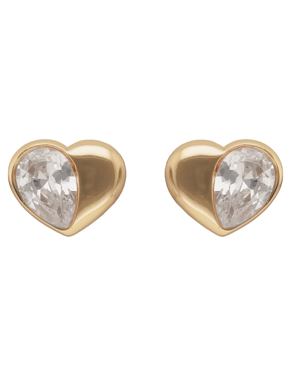 Aretes cortos de corazón Social Cz con acabado brillante 1
