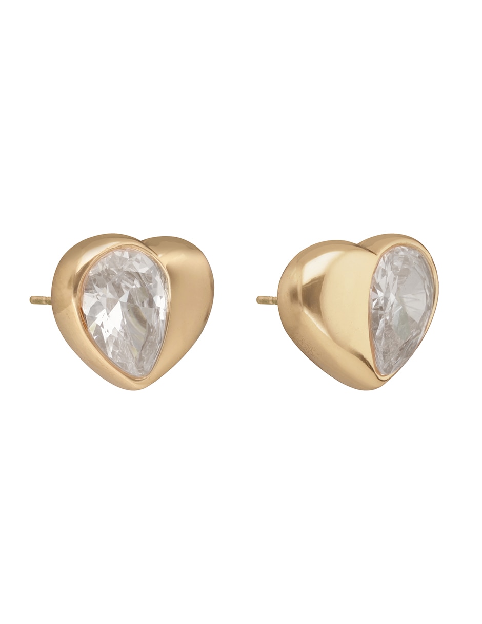 Aretes cortos de corazón Social Cz con acabado brillante