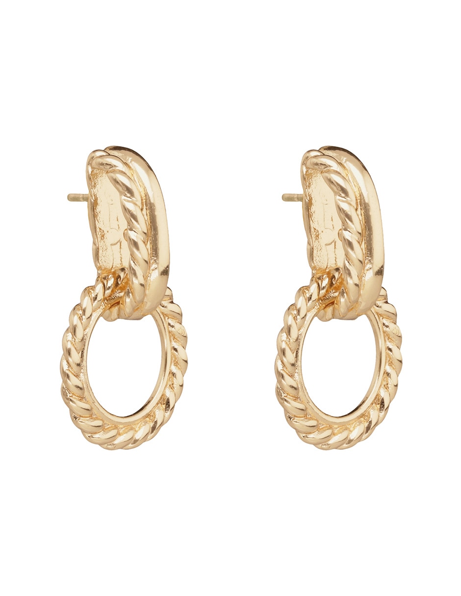 Aretes cortos ovalados Texture Family con acabado brillante