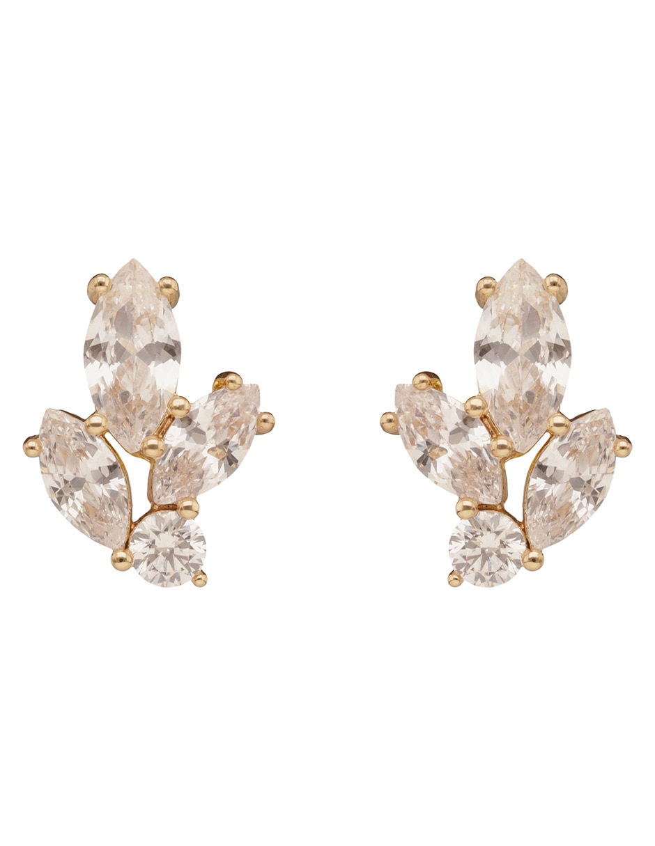Aretes cortos de flor Social Cz con acabado brillante 1