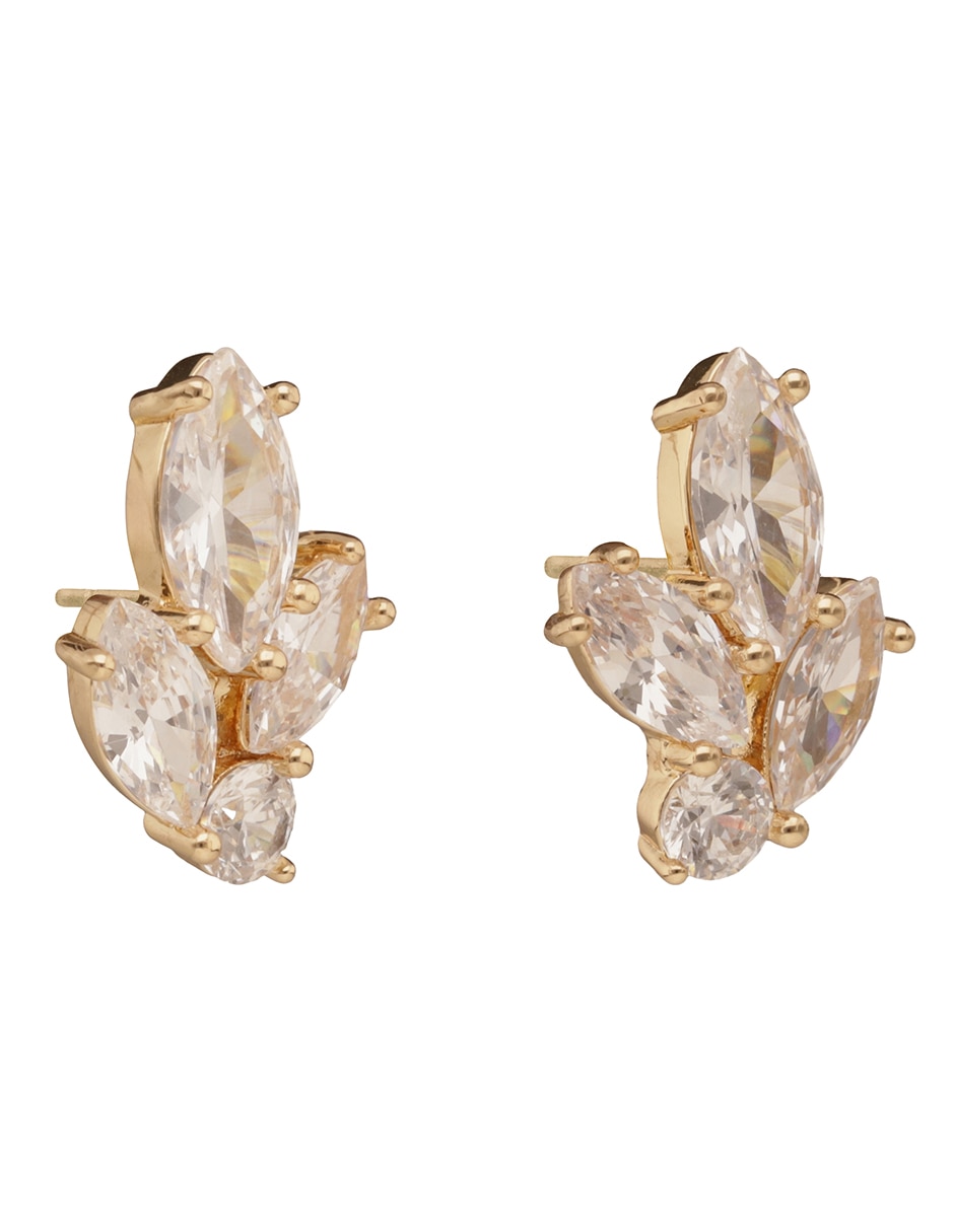 Aretes cortos de flor Social Cz con acabado brillante