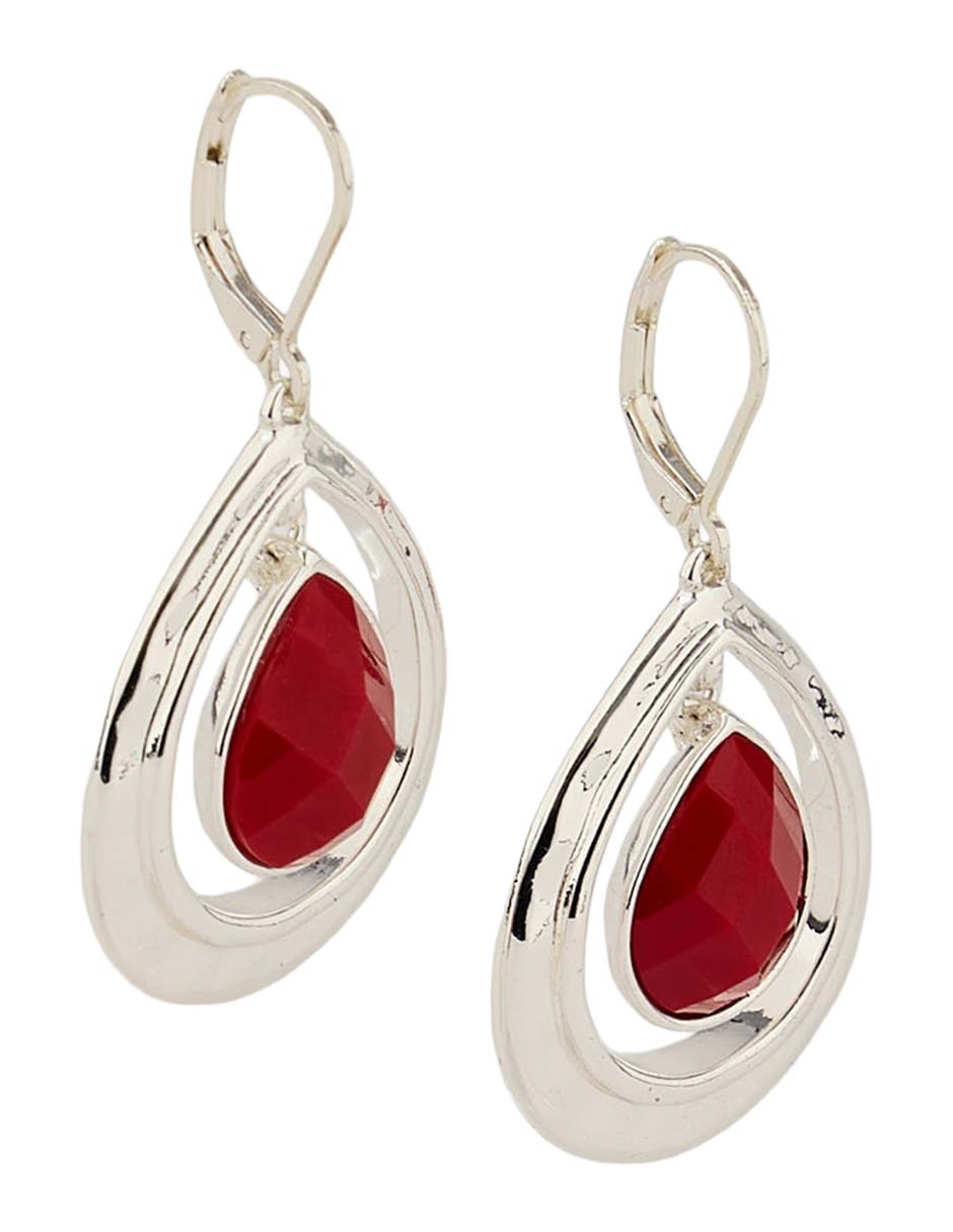 Aretes largos de gota con acabado liso pulido 2