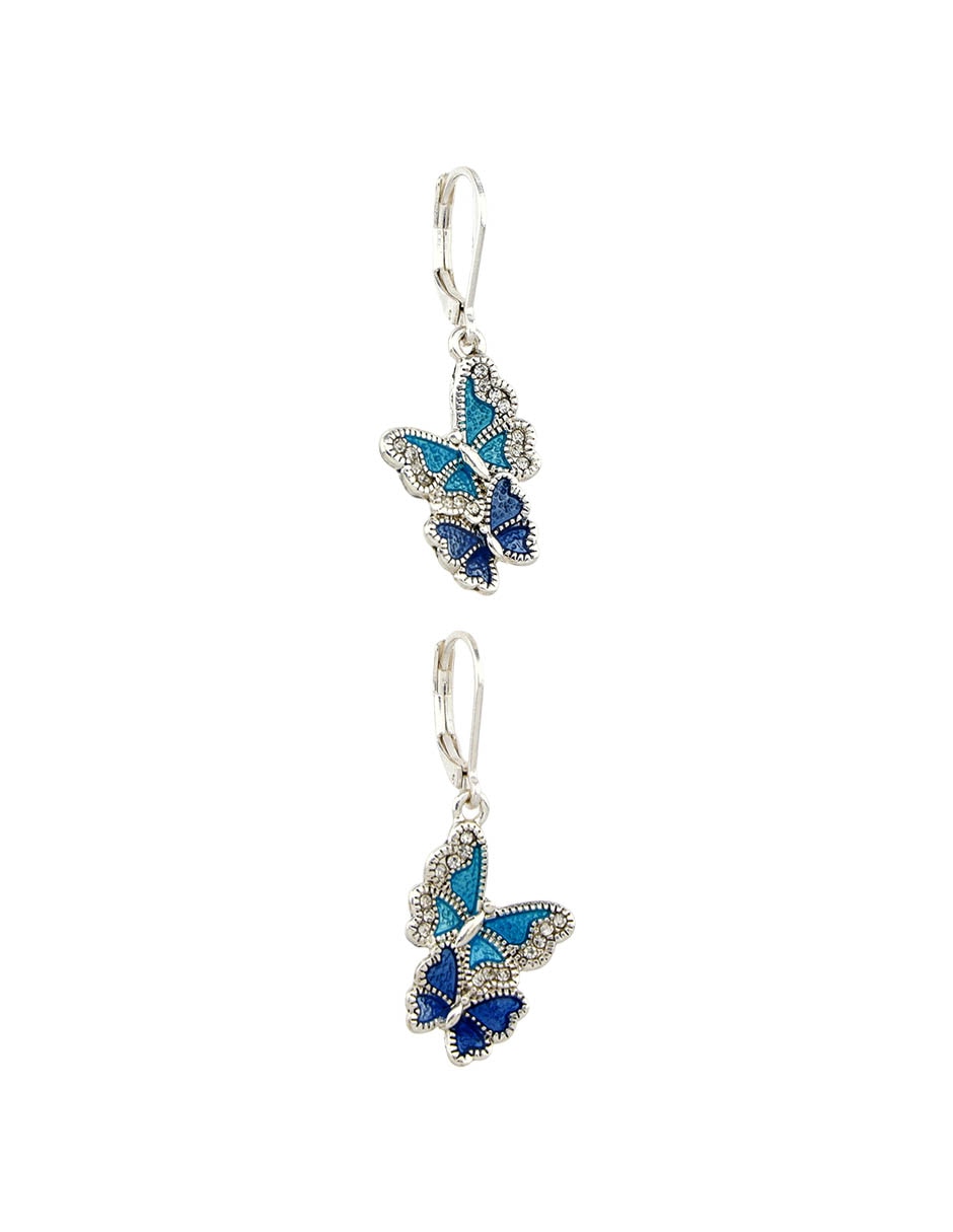 Aretes largos de mariposa Lauren Ralph Lauren Summer Dreams con acabado brillante 2