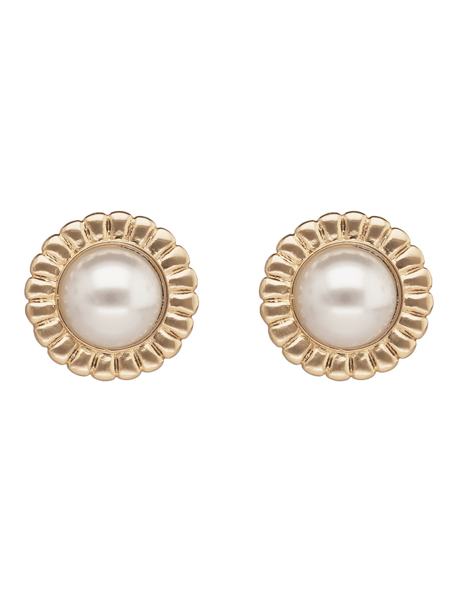 Aretes cortos de flor Texture Family con acabado brillante 1