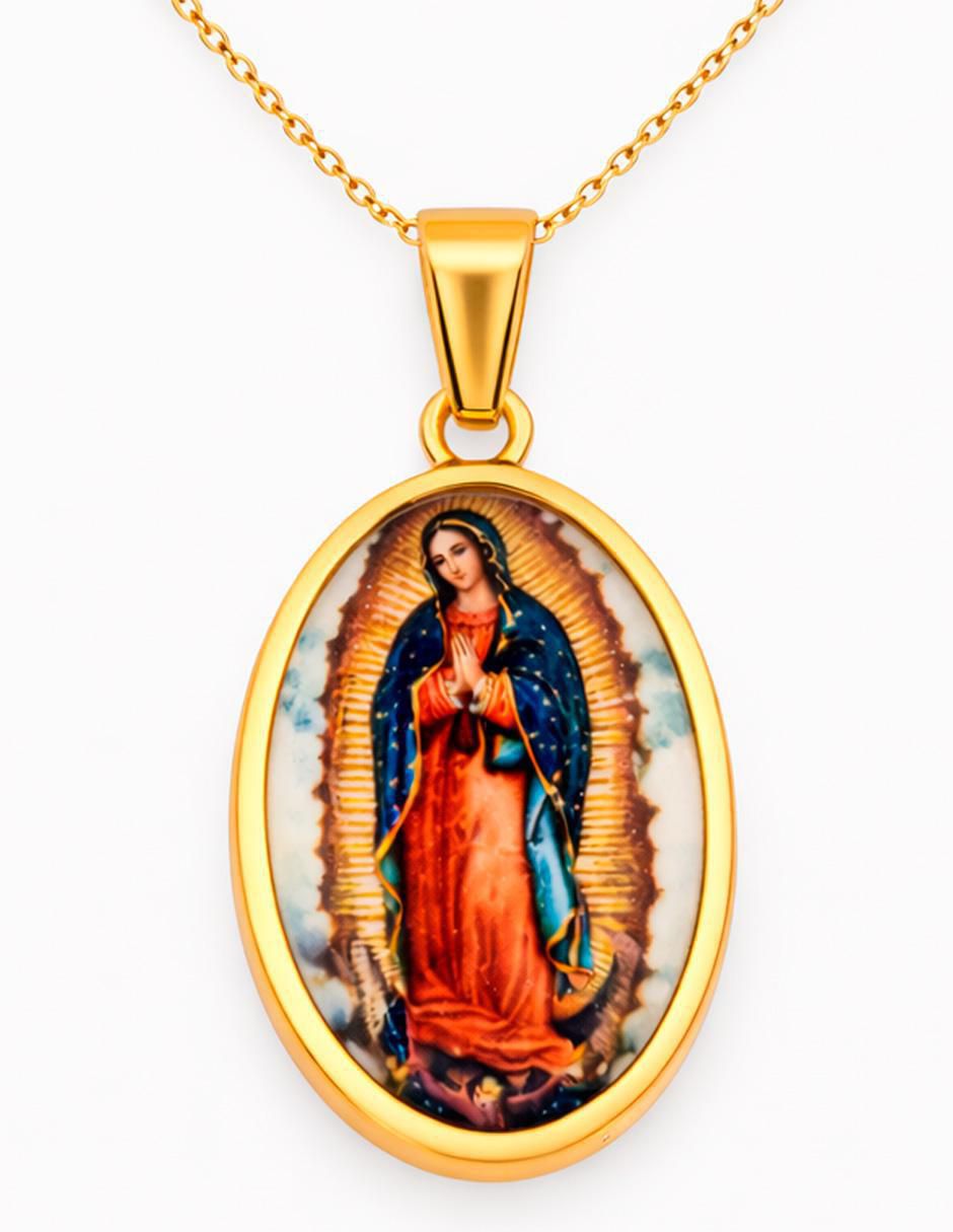 Collar con dije Virgen de Guadalupe chapa de oro 14 K Collar con dije Virgen de Guadalupe chapa de oro 14 K