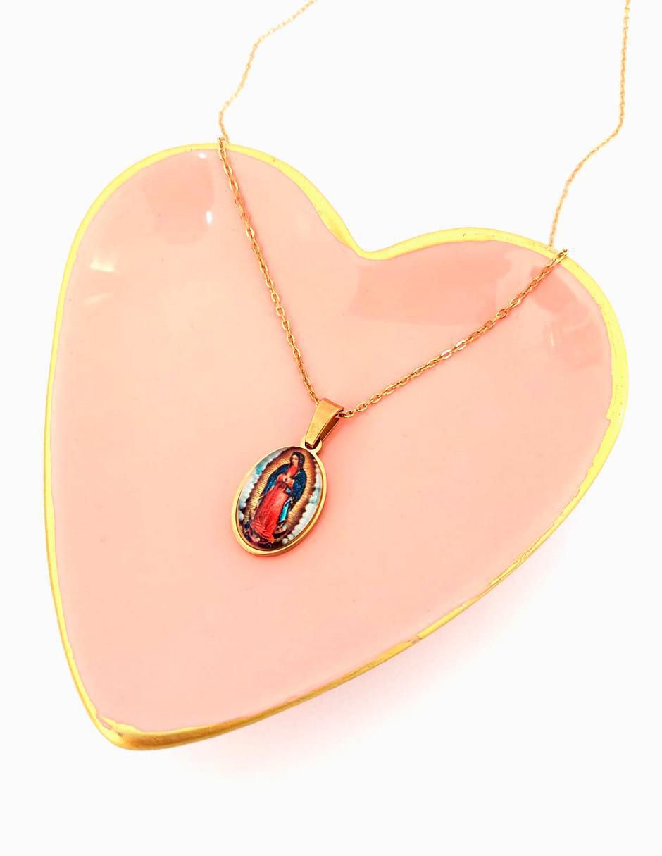 Collar con dije Virgen de Guadalupe chapa de oro 14 K 4