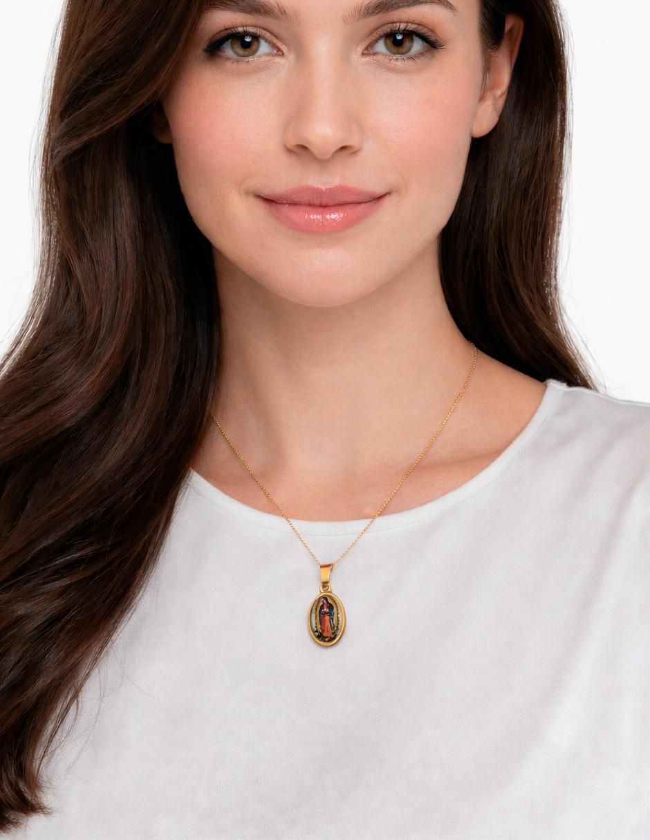 Collar con dije Virgen de Guadalupe chapa de oro 14 K 3