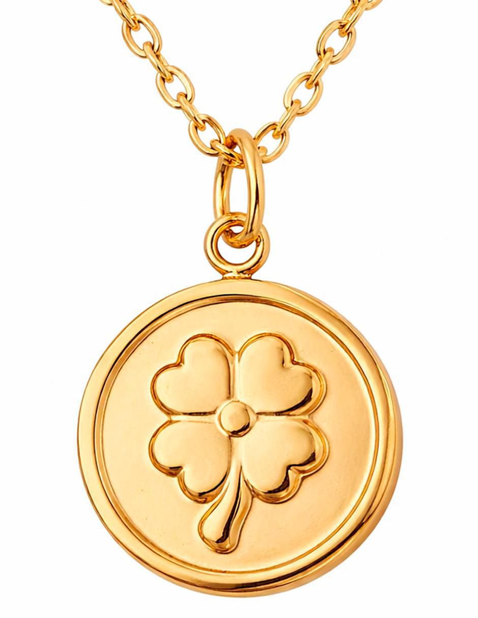 Collar con dije de trébol chapa de oro 14 K