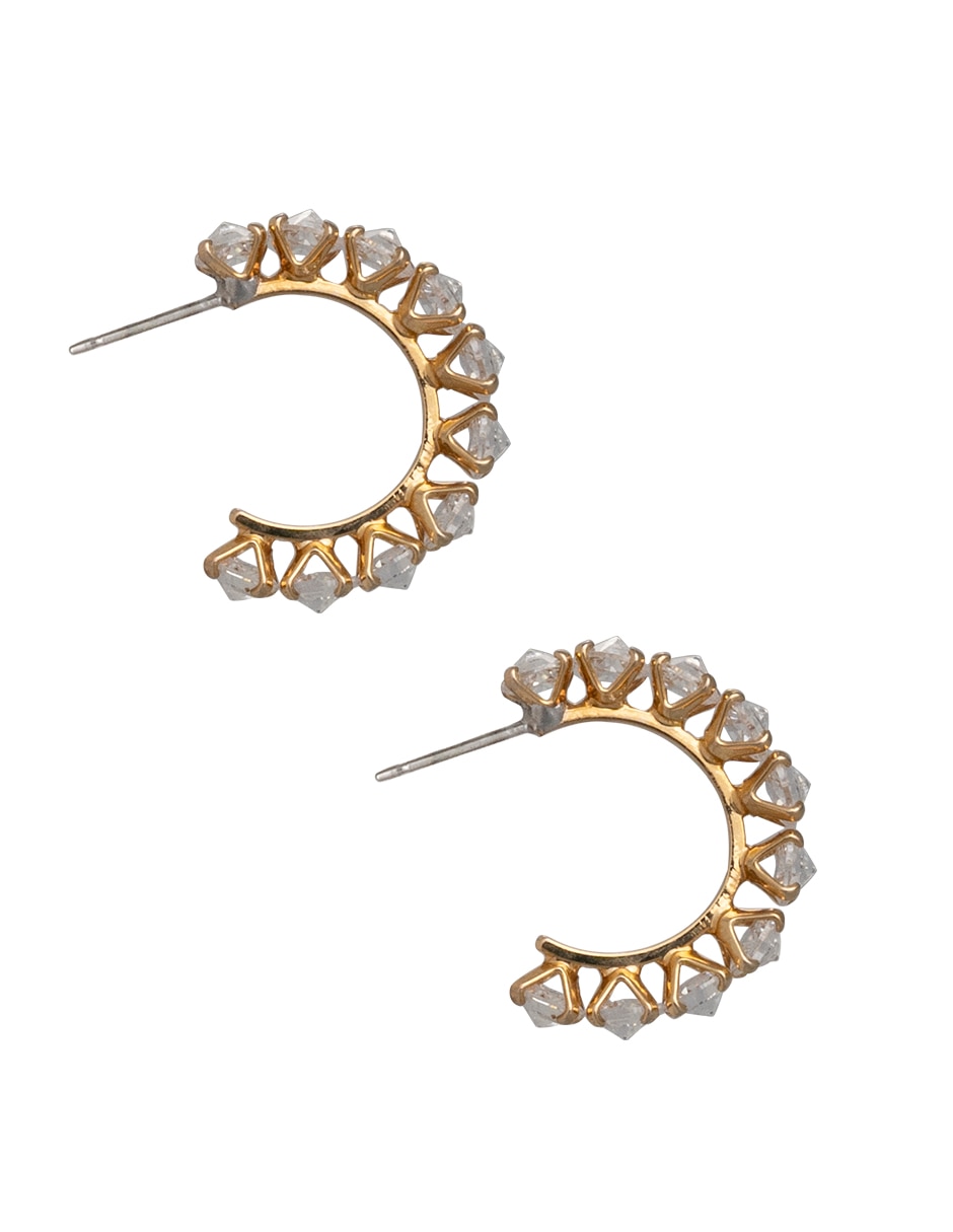 Arracadas de media luna Westies con acabado pavé zirconia
