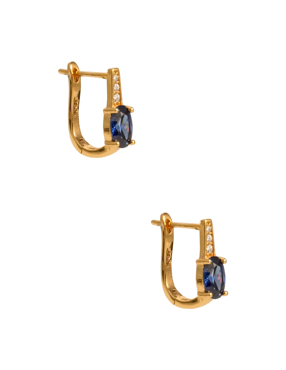 Aretes cortos ovalados de plata p 925 con acabado pavé zirconia 2