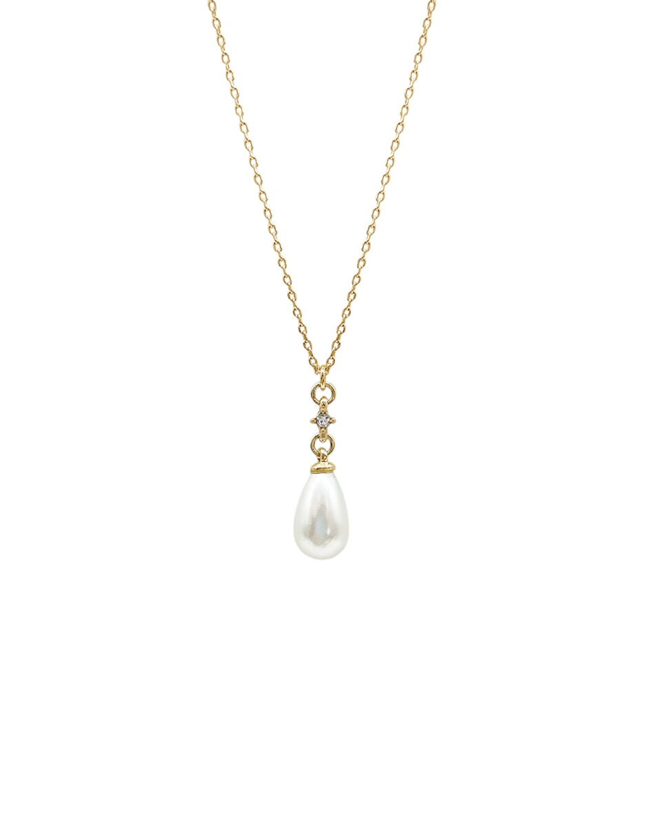 Collar con dije de gota perla y cristal 1