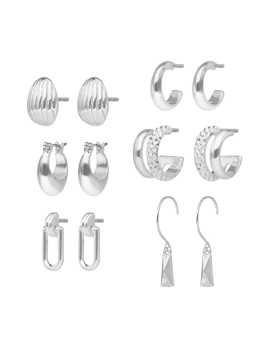 Set de aretes cortos con acabado pulido 2