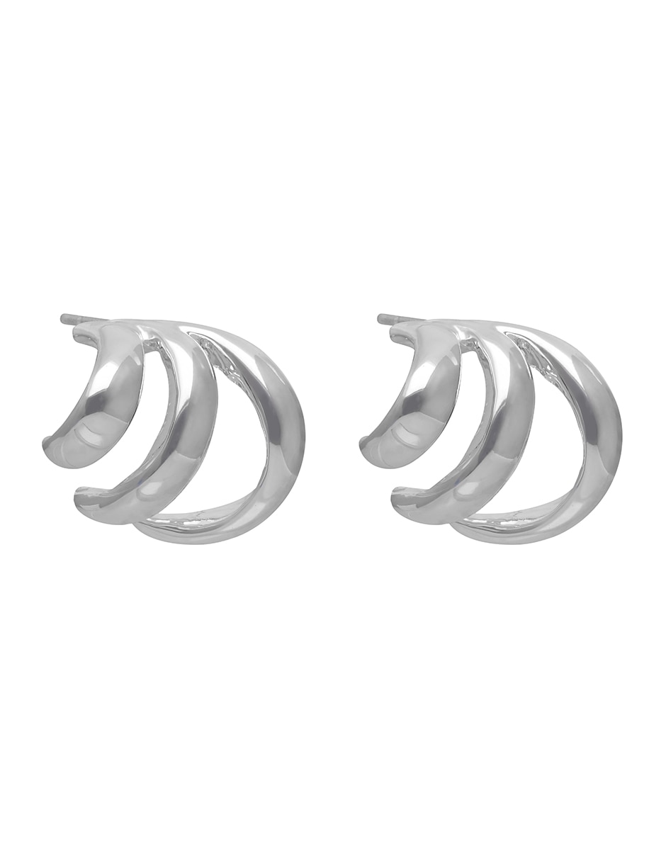 Aretes Cortos Silver Waves con acabado pulido 2