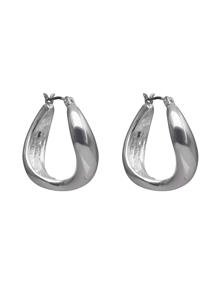 Aretes Cortos Silver Waves con acabado pulido 2