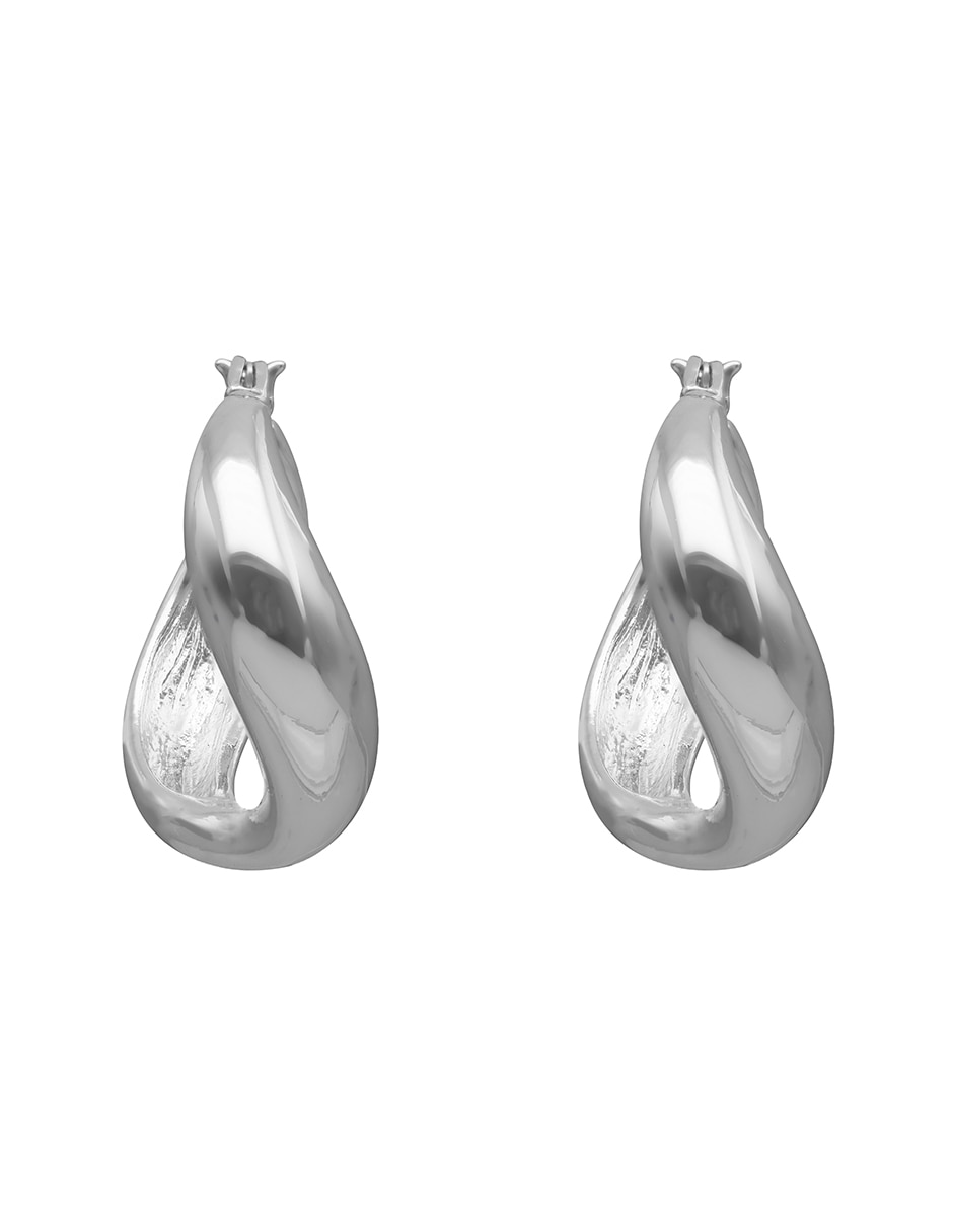 Aretes Cortos Silver Waves con acabado pulido
