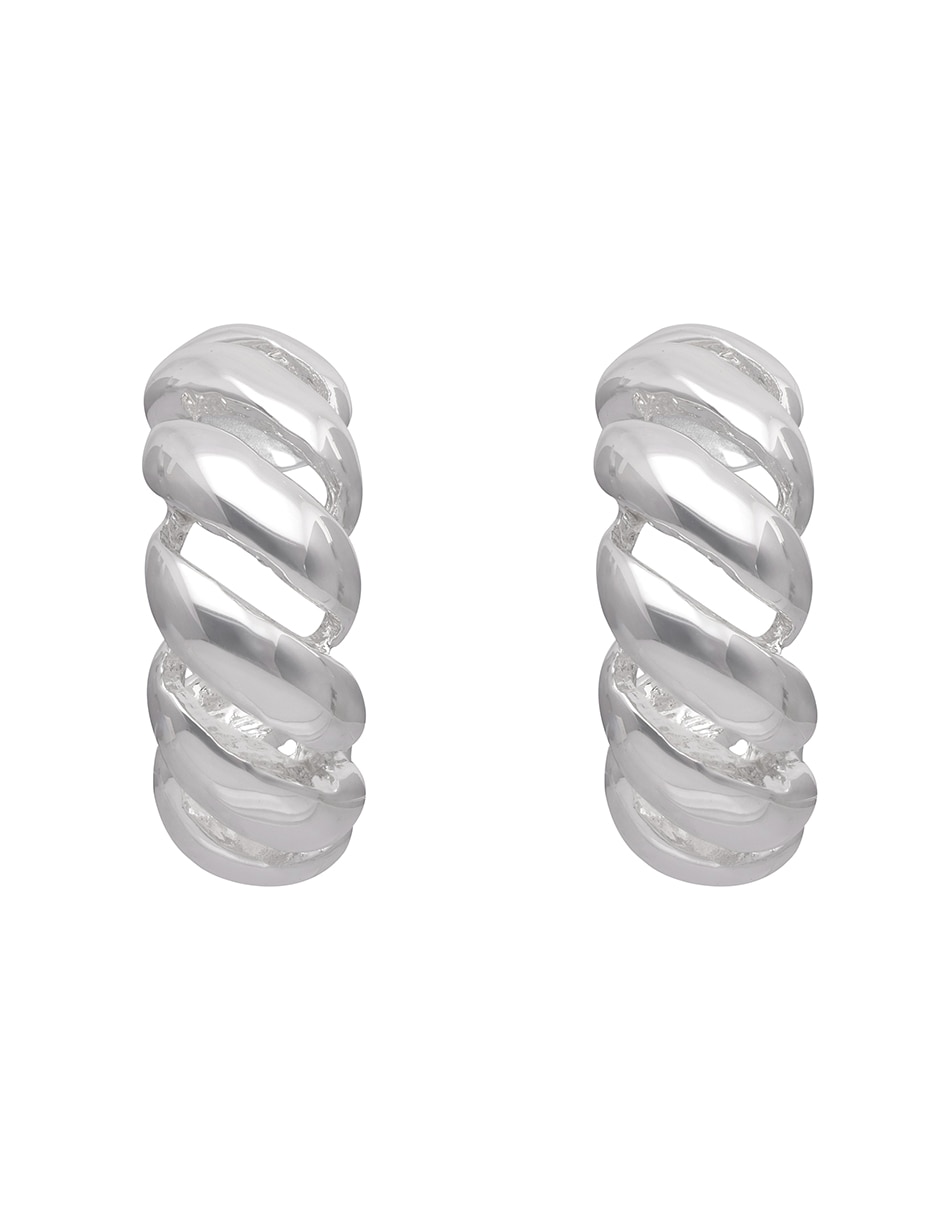 Aretes Cortos Silver Waves con acabado martillado