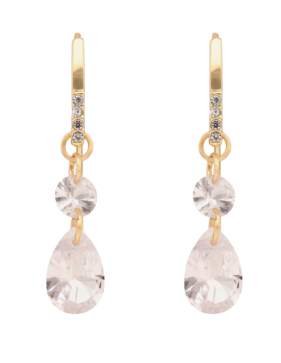 Aretes Cortos de gota Golden Chandelier con acabado brillante