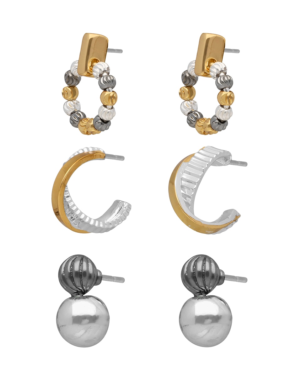 Aretes cortos Tritone Faceted Beads con acabado pulido 2