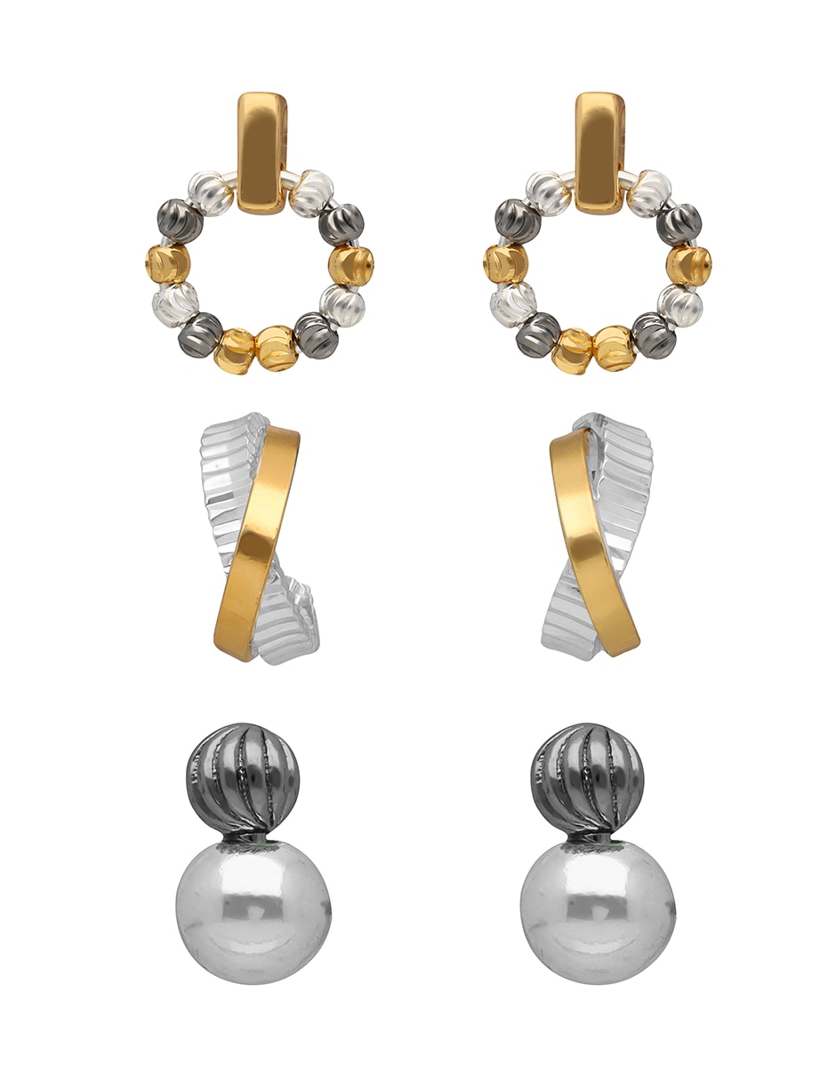 Aretes cortos Tritone Faceted Beads con acabado pulido