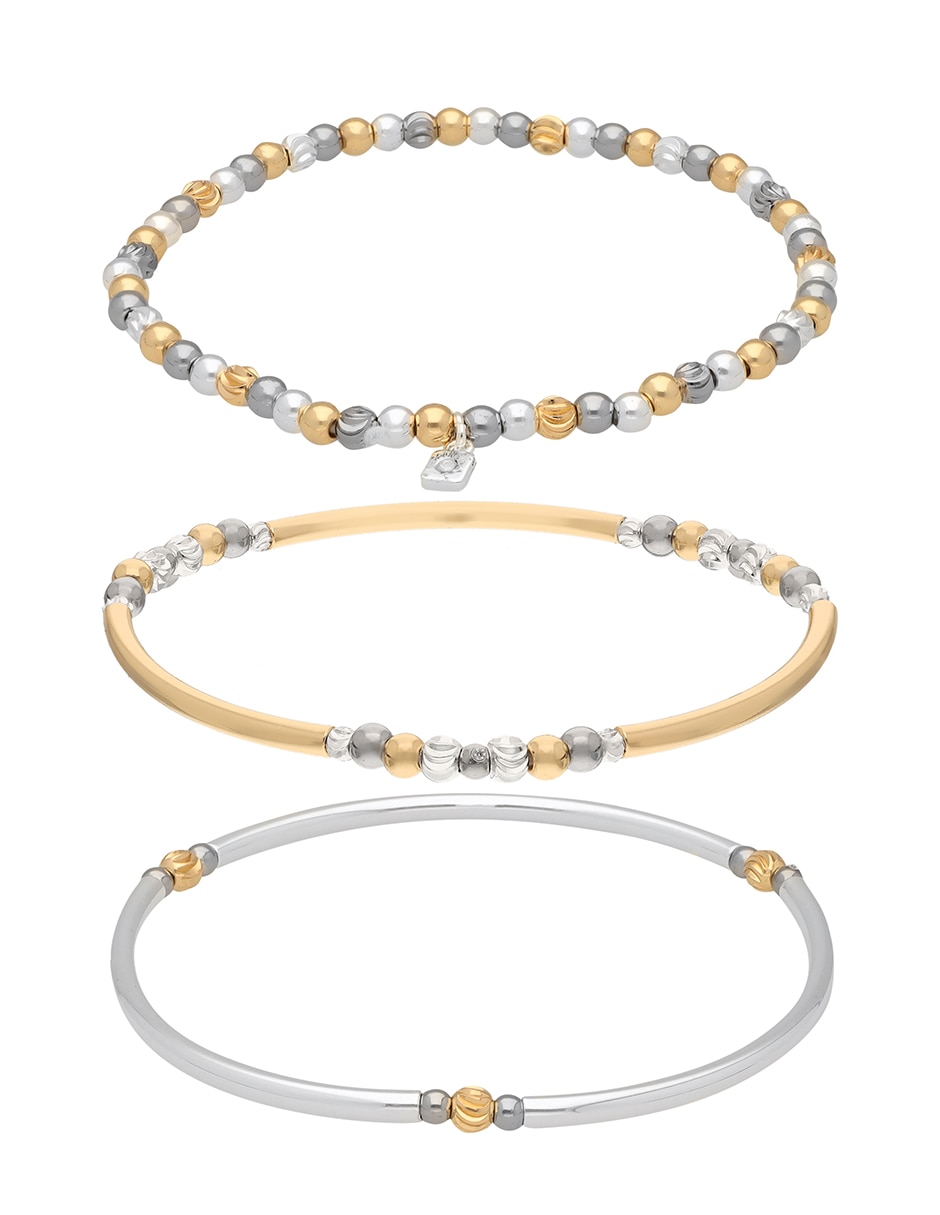 Pulsera Nine West Tritone Faceted Beads acabado mate