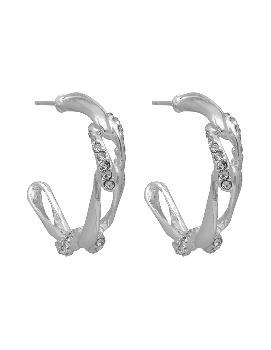 Aretes Crystal Chain con acabado pulido