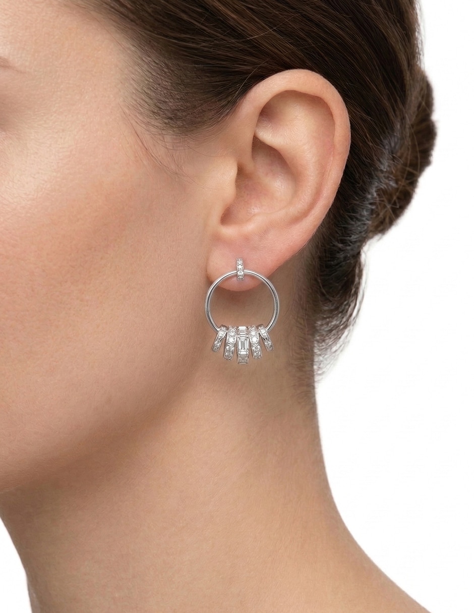 Aretes Crystal Chain con acabado pavé 3
