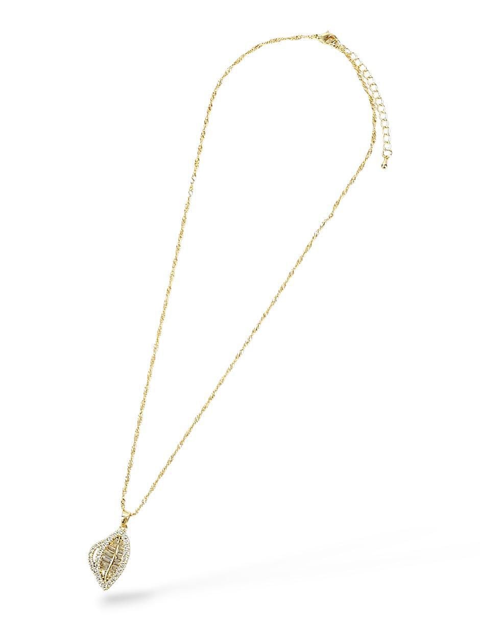 Aretes y collar de hoja de oro laminado 18 k zirconia