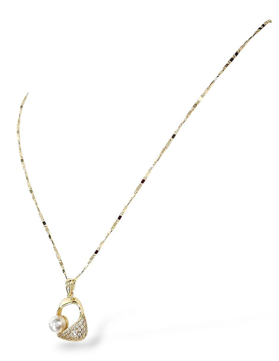 Aretes y collar de oro laminado 18 k zirconia