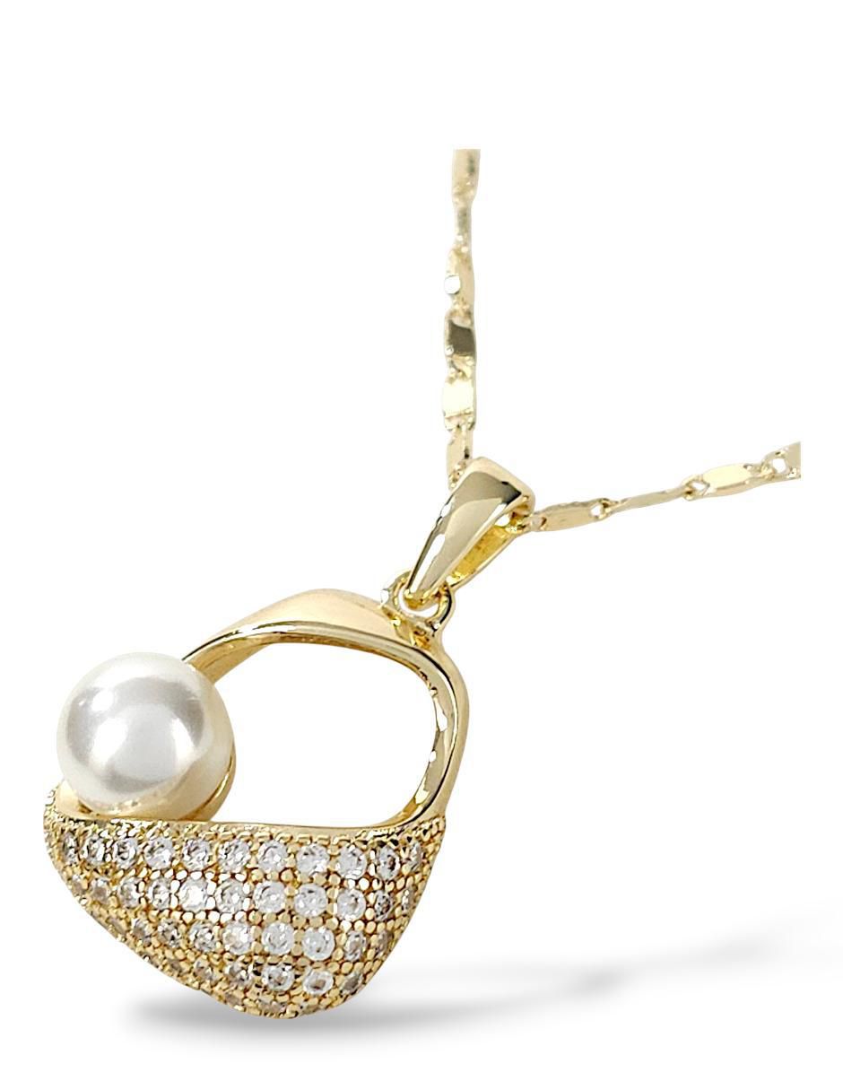 Aretes y collar de oro laminado 18 k zirconia 5