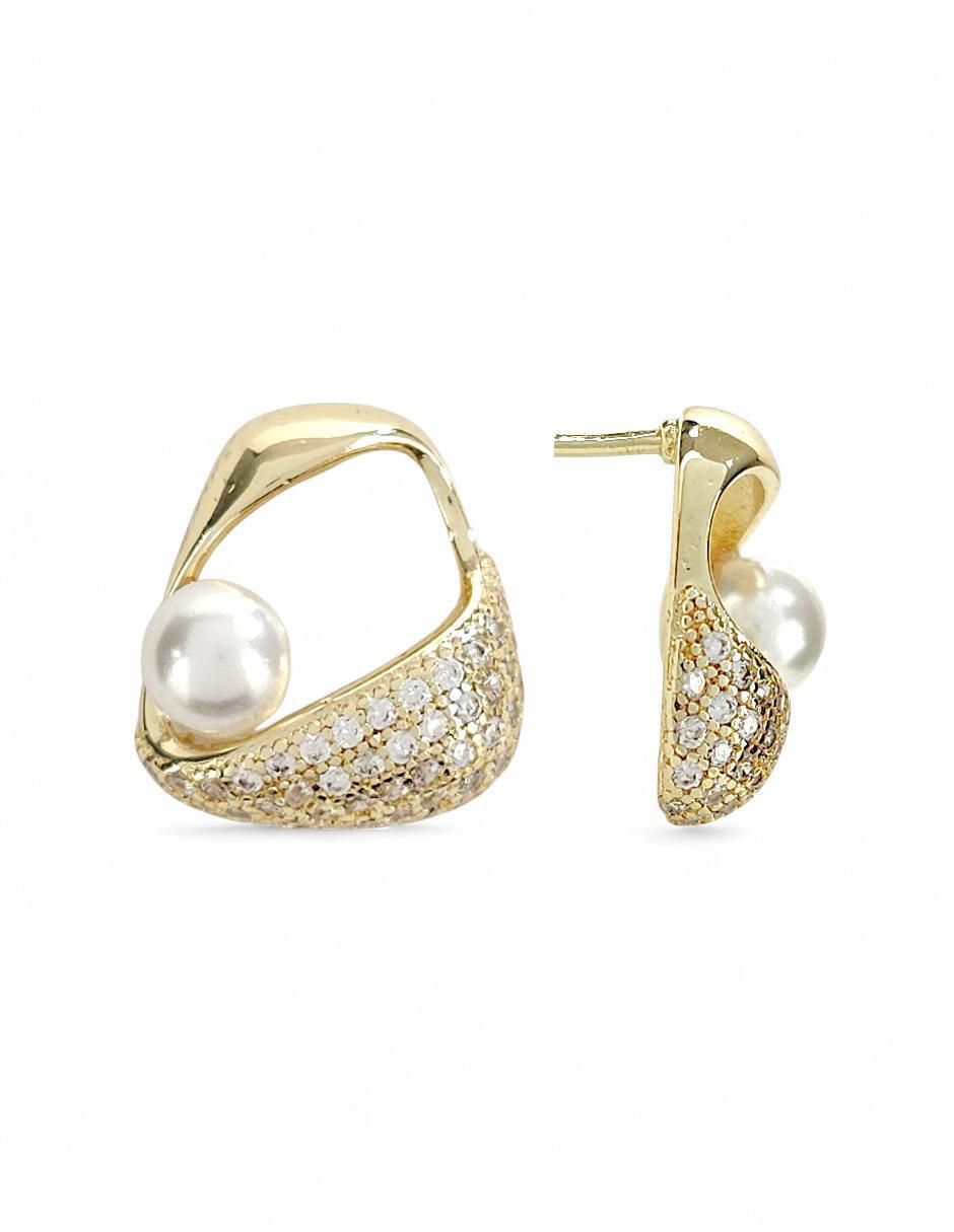 Aretes y collar de oro laminado 18 k zirconia 6