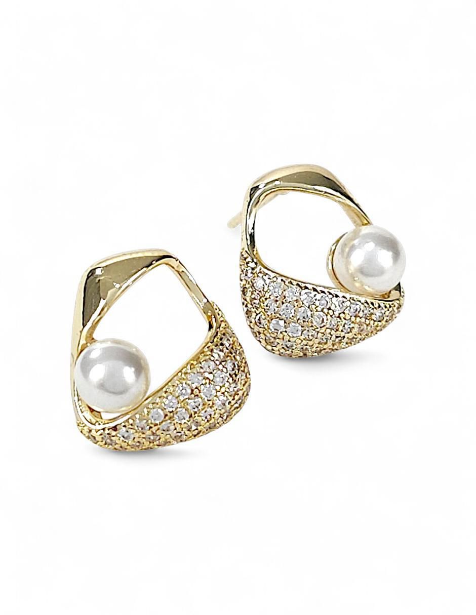 Aretes y collar de oro laminado 18 k zirconia 7