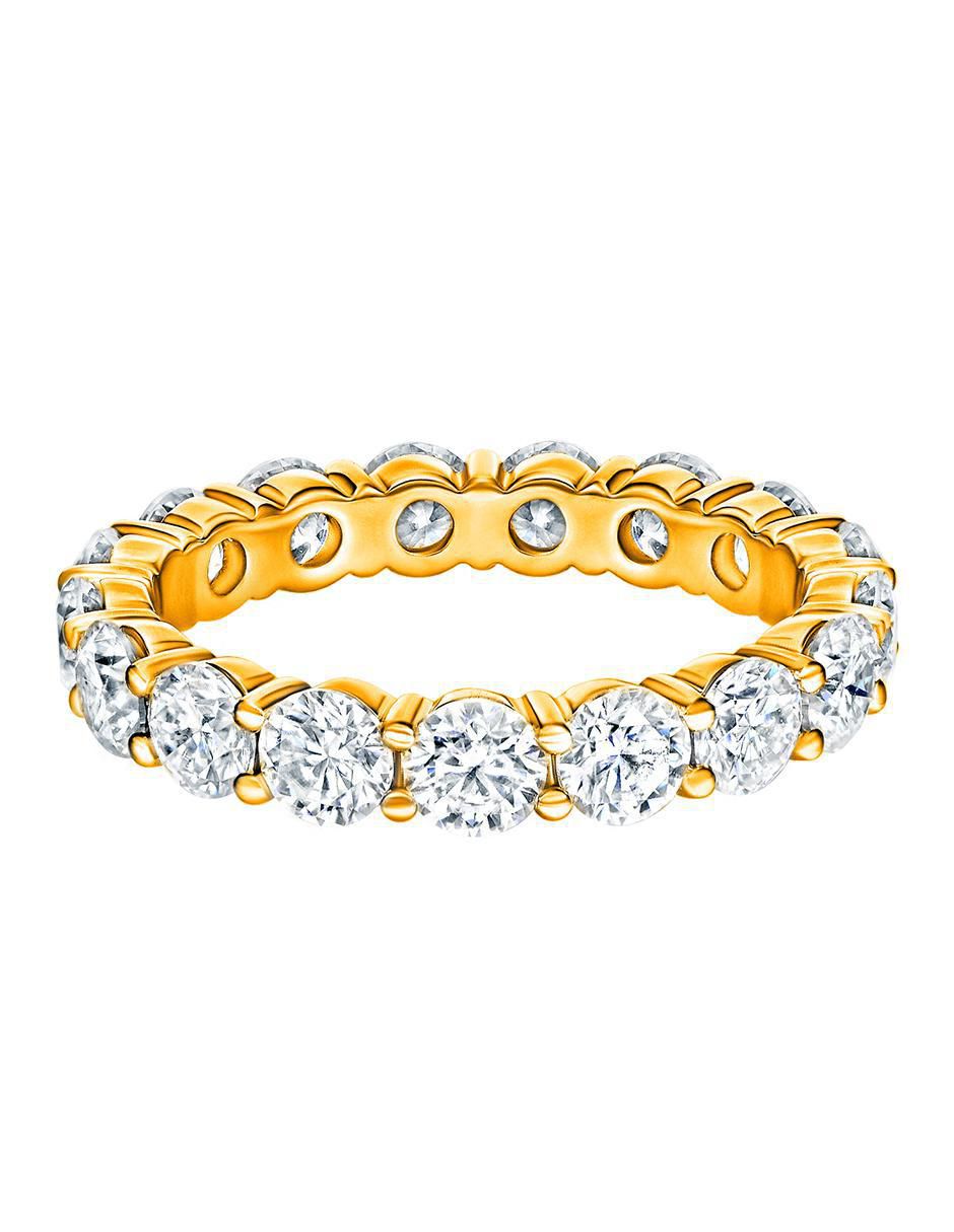 Anillo 14 k de oro amarillo moissanita brillante