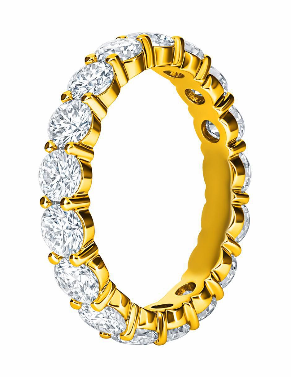 Anillo 14 k de oro amarillo moissanita brillante