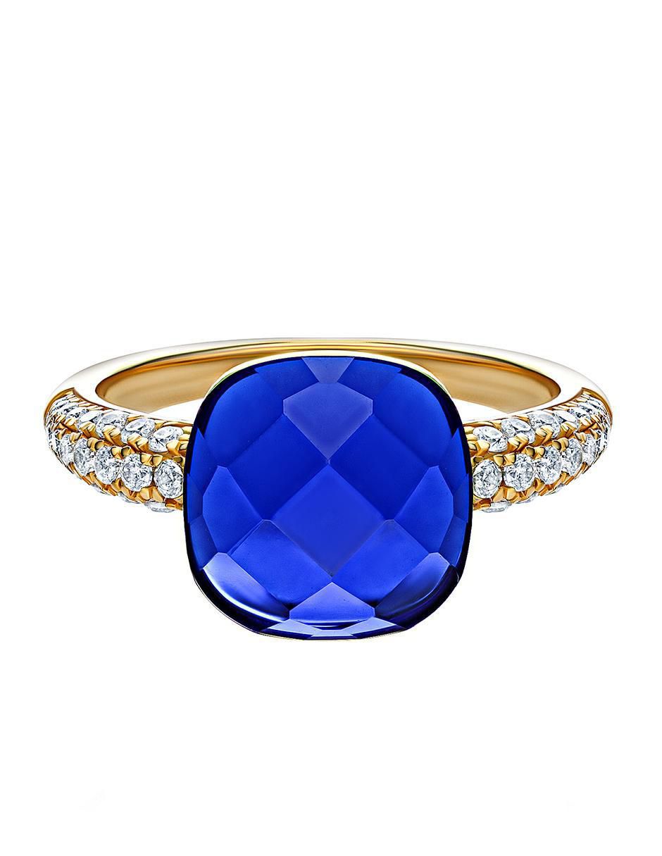 Anillo P 925 de plata zafiro chapa de oro