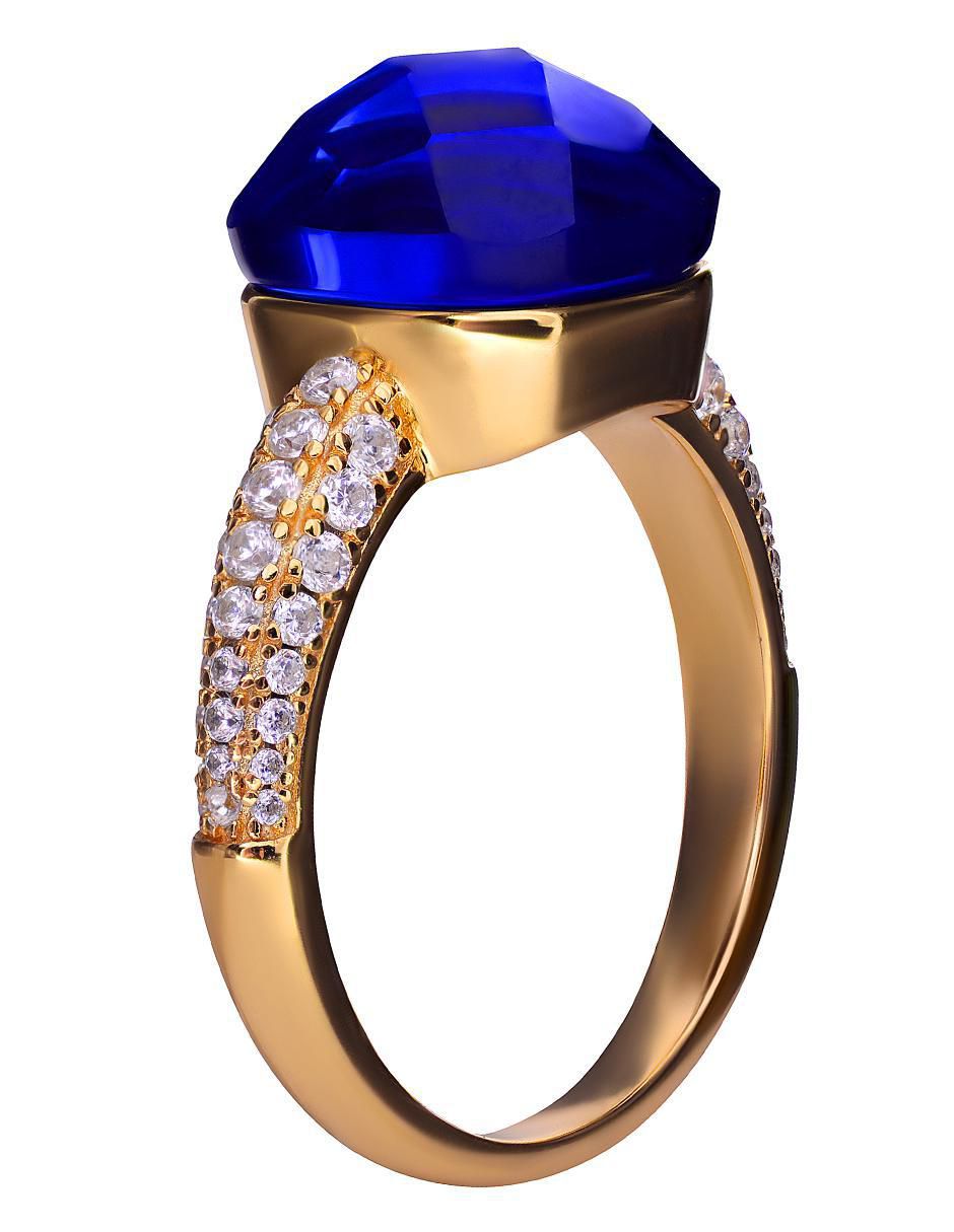 Anillo P 925 de plata zafiro chapa de oro