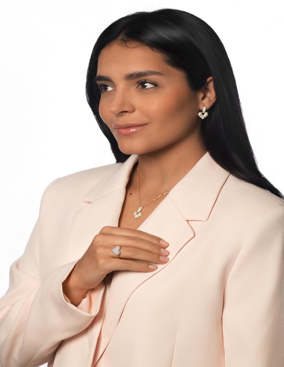 Anillo de corazón P 925 de plata zirconia chapa de oro 4