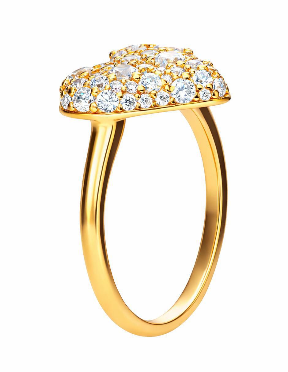 Anillo de corazón P 925 de plata zirconia chapa de oro 3