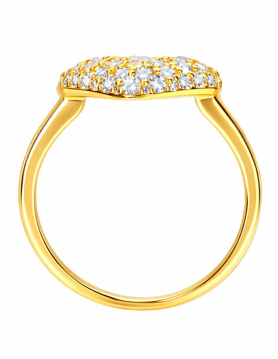 Anillo de corazón P 925 de plata zirconia chapa de oro 2