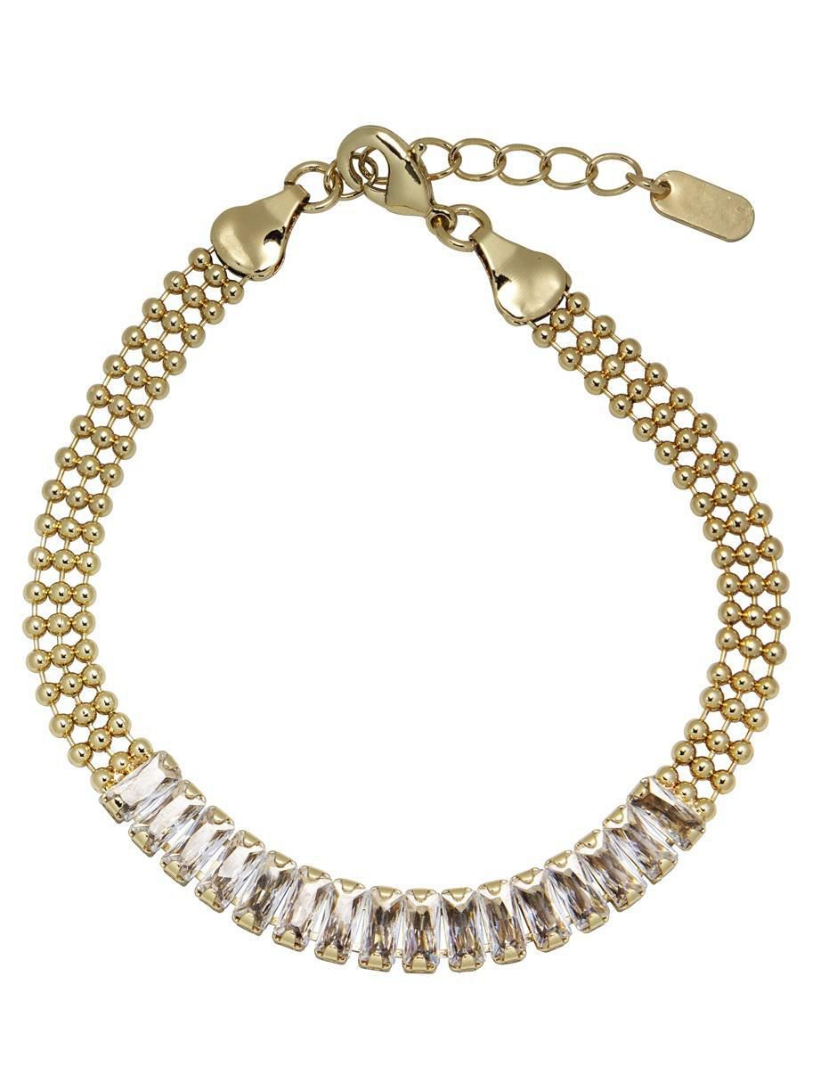 Pulsera con zirconia 18 k acabado chapa de oro