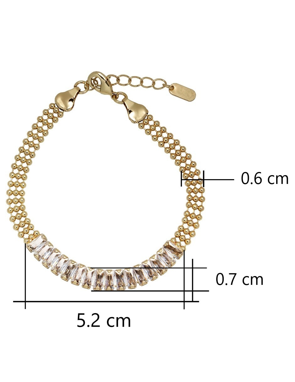 Pulsera con zirconia 18 k acabado chapa de oro