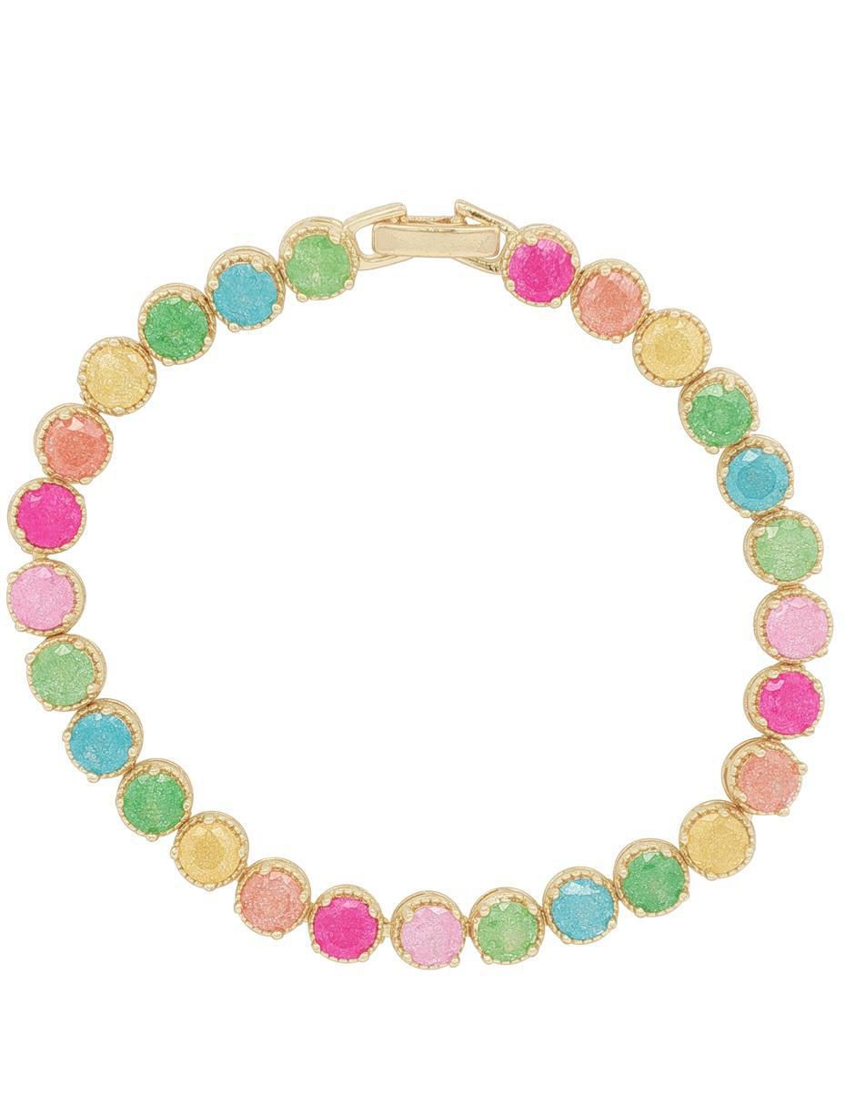 Pulsera con zirconia 18 k acabado chapa de oro