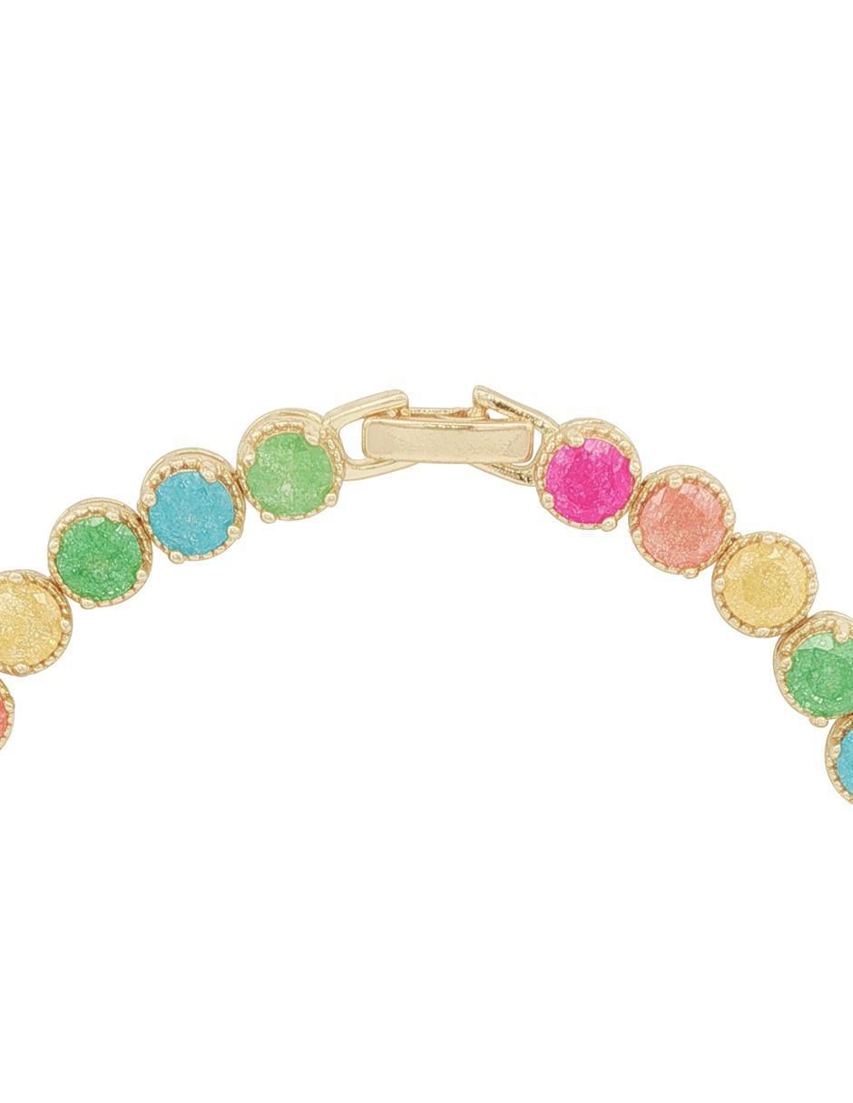Pulsera con zirconia 18 k acabado chapa de oro
