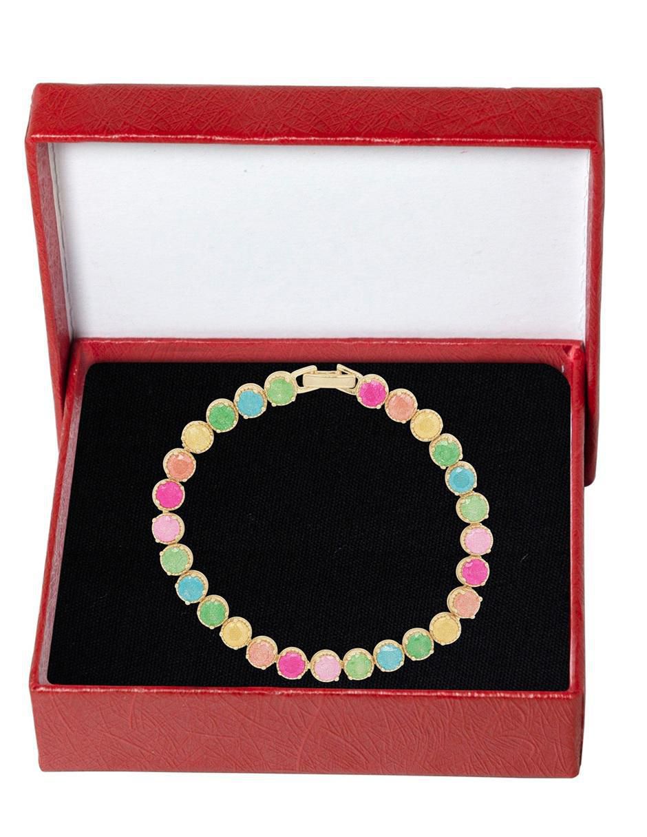 Pulsera con zirconia 18 k acabado chapa de oro