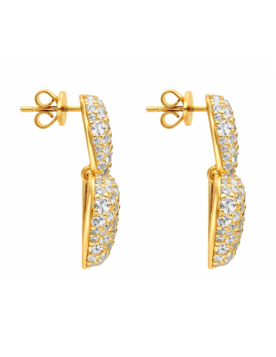 Aretes cortos de corazón Gladkova Joyería de plata p 925 con acabado chapa de oro zirconia