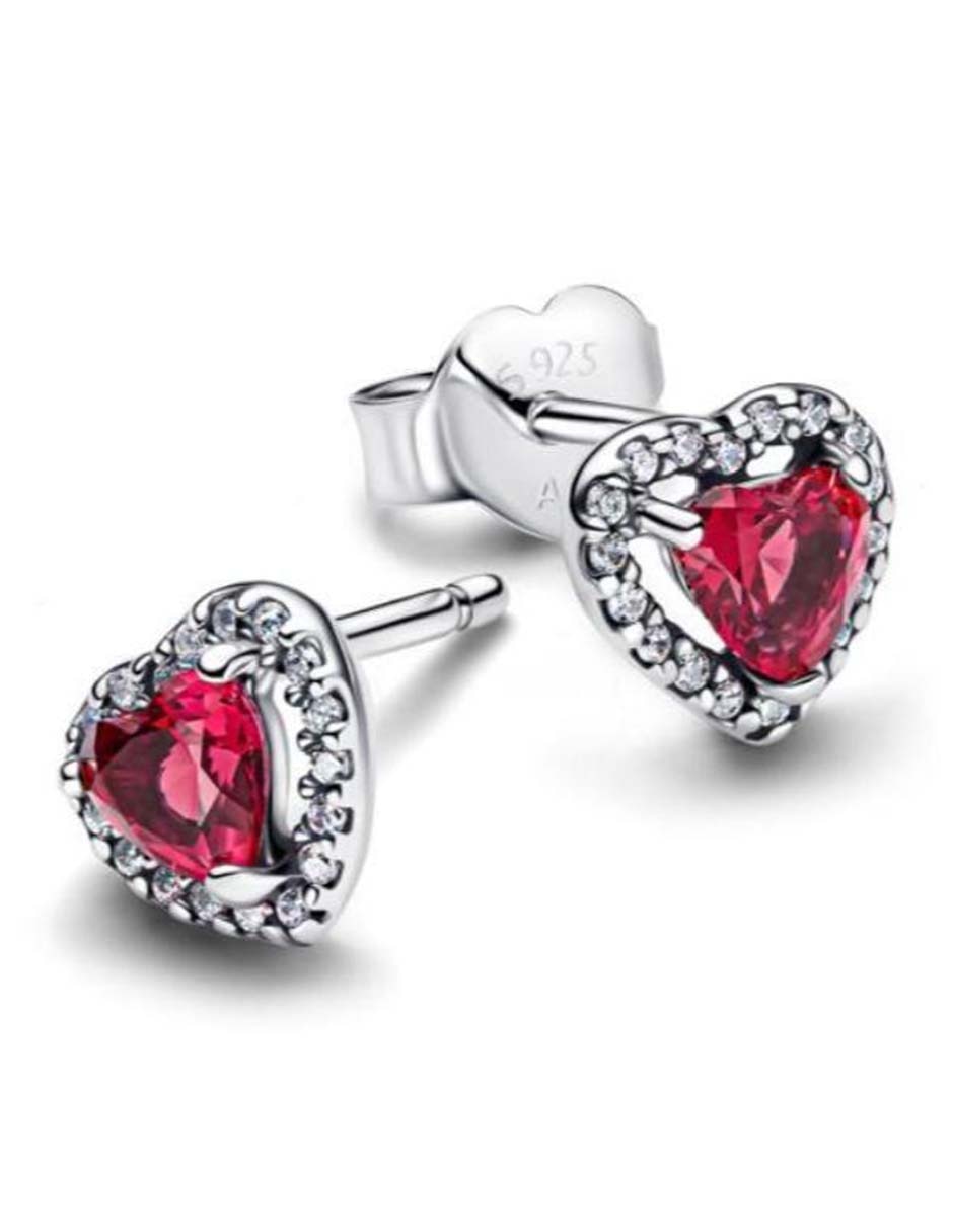 Aretes cortos de corazón Timeless de plata P 925 con acabado brillante zirconia cúbica