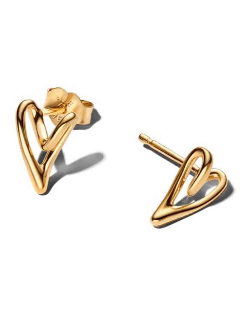 Aretes cortos de corazón Pandora Esence de plata P 925 con acabado baño de oro
